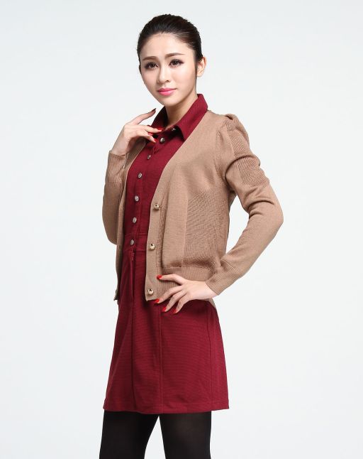 深卡其色<em>开襟</em>休闲长袖<em>外</em>披<em>毛衣</em>-<em>唯品会</em>手机版