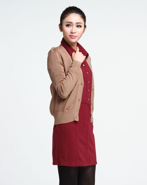 深卡其色<em>开襟</em>休闲长袖<em>外</em>披<em>毛衣</em>-<em>唯品会</em>手机版