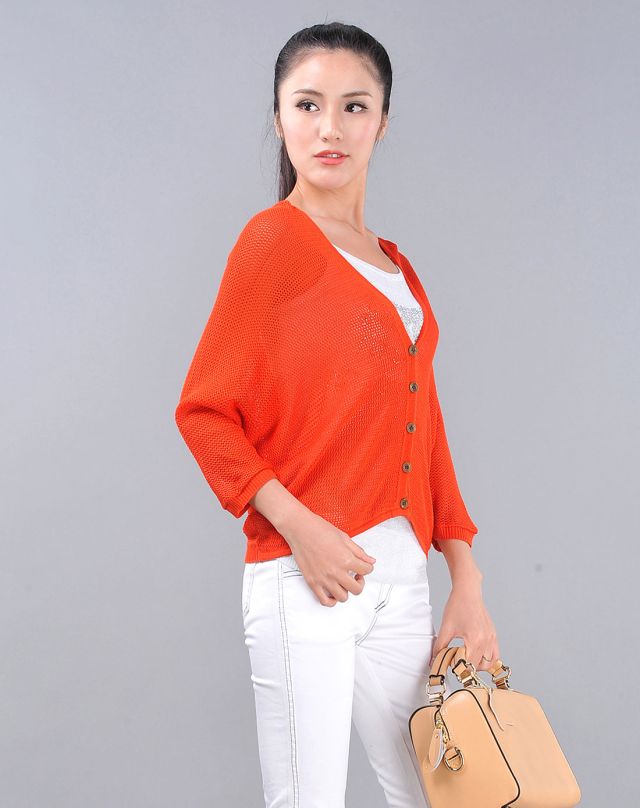 橘色<em>网状针织开衫</em>-唯品会Pad版