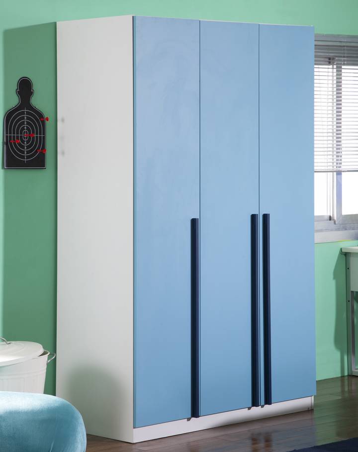 彩虹物语系列衣柜蓝色三门衣柜