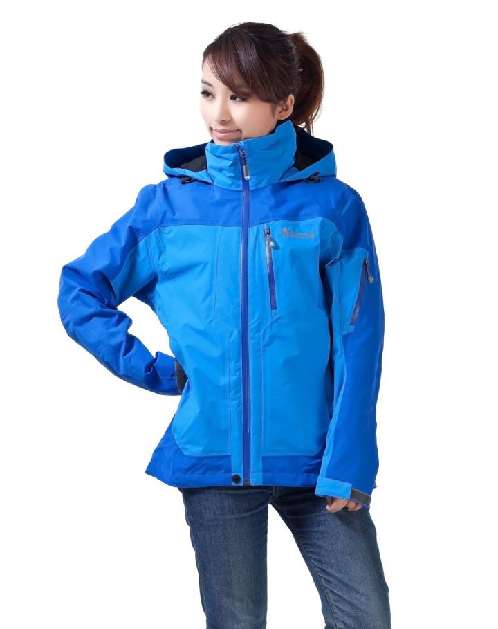 女款法国蓝色防风防水透气冲锋衣