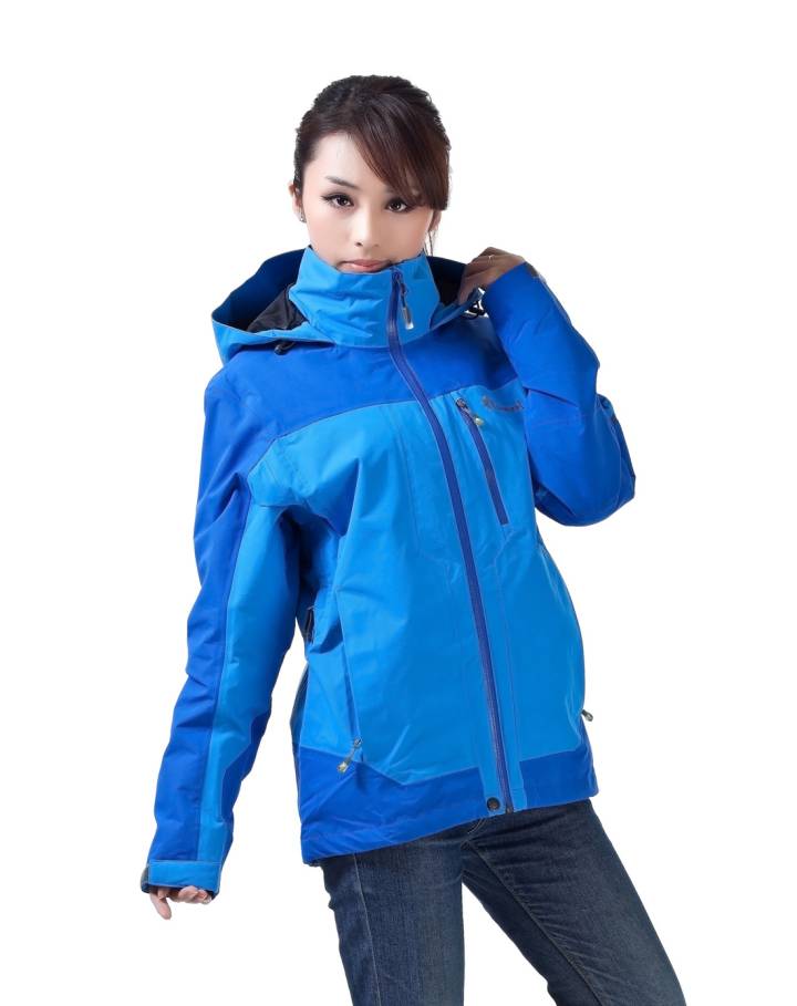 女款法国蓝色防风防水透气冲锋衣