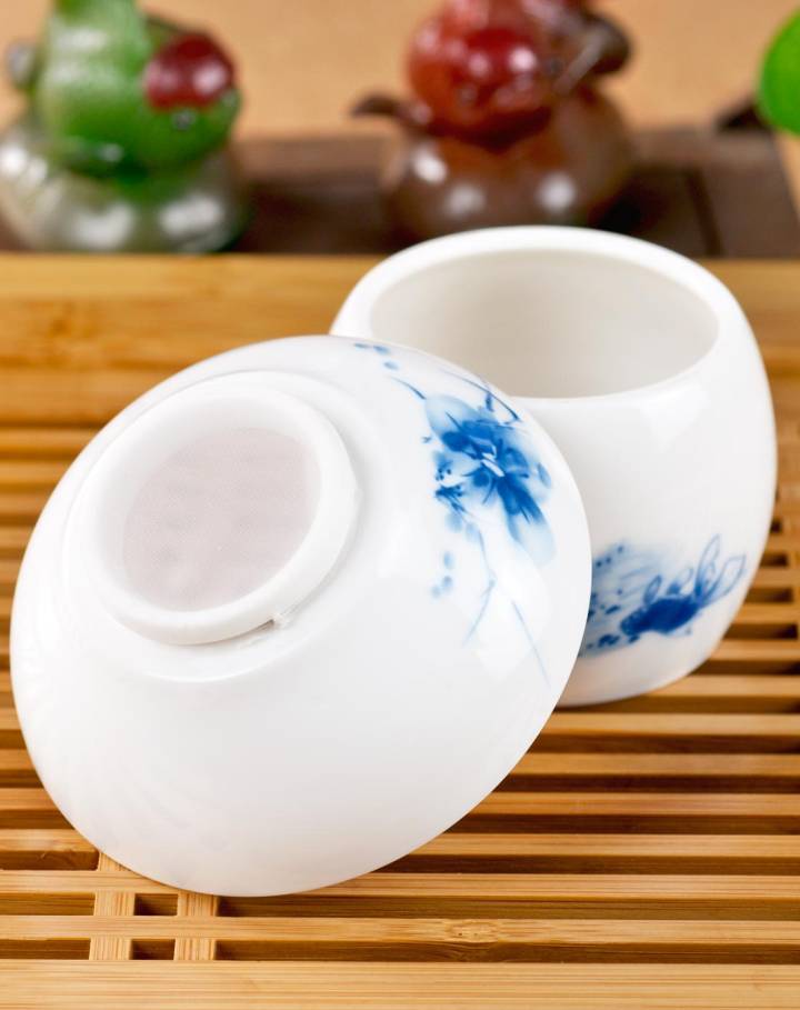 莲韵荷香 青花茶滤茶叶罐组合